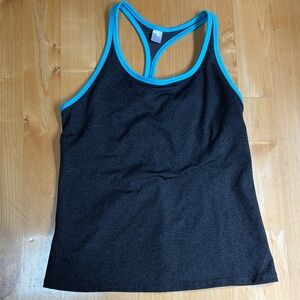 GapFit | Black Racerback Tank Top with Blue Trim
